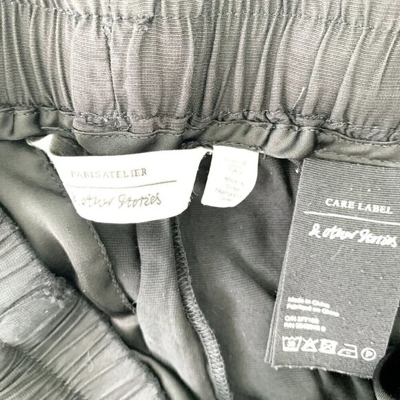 & Other Stories black drawstring paperbag cropped pant size 2 - Picture 9 of 11